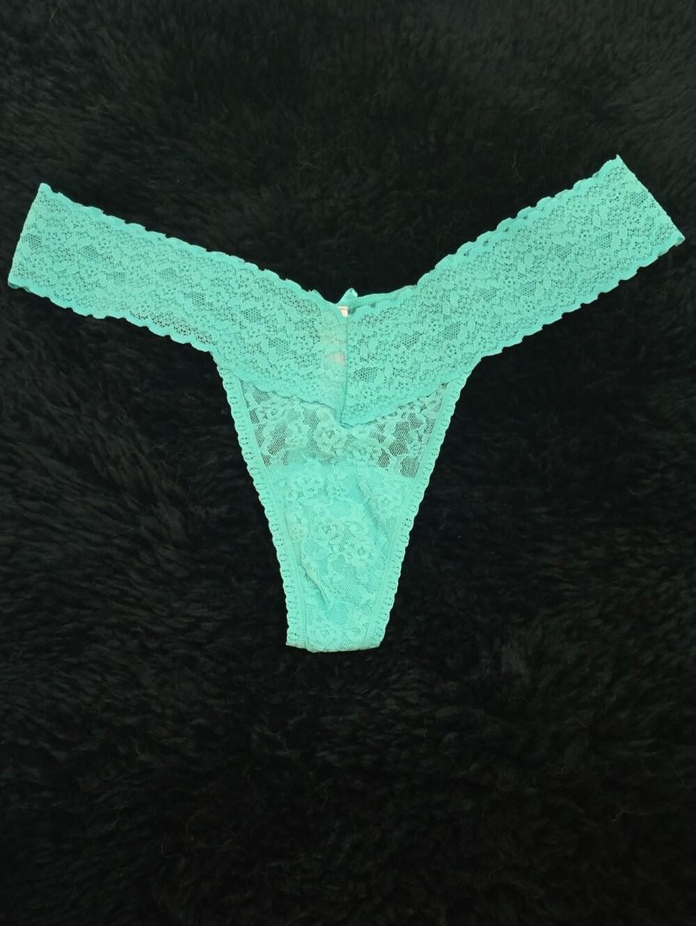 Victoria's Secret Lace up back detail Thong with Bow - Aqua/Teal